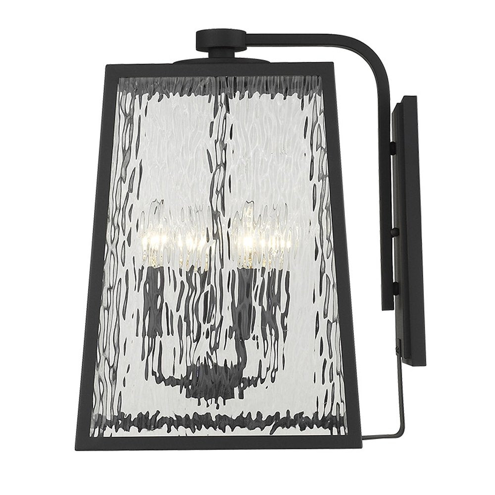 Black And Clear Four Light Seeded Dimmable Outdoor Hanging Lights With Bronze Shades