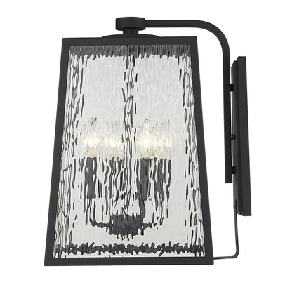 Black And Clear Four Light Seeded Dimmable Outdoor Hanging Lights With Bronze Shades