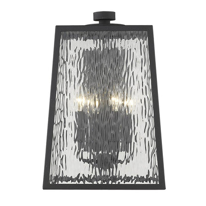 Black And Clear Four Light Seeded Dimmable Outdoor Hanging Lights With Bronze Shades