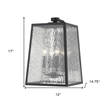 Black And Clear Four Light Seeded Dimmable Outdoor Hanging Lights With Bronze Shades