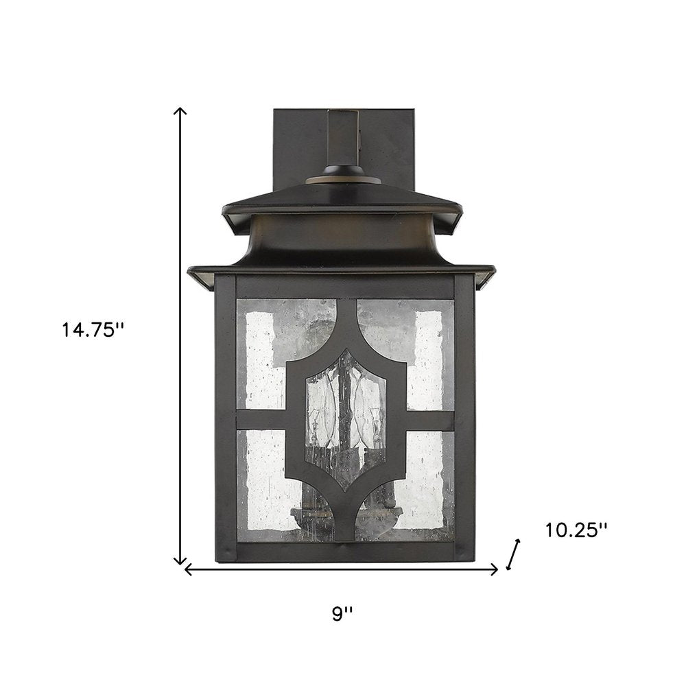 Black And Clear Three Light Seeded Dimmable Outdoor Hanging Lights With Bronze Shades
