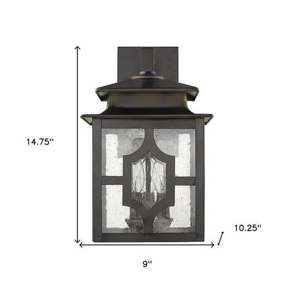 Black And Clear Three Light Seeded Dimmable Outdoor Hanging Lights With Bronze Shades
