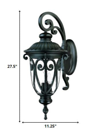 Black And Clear Three Light Seeded Dimmable Outdoor Hanging Lights With Black Shades