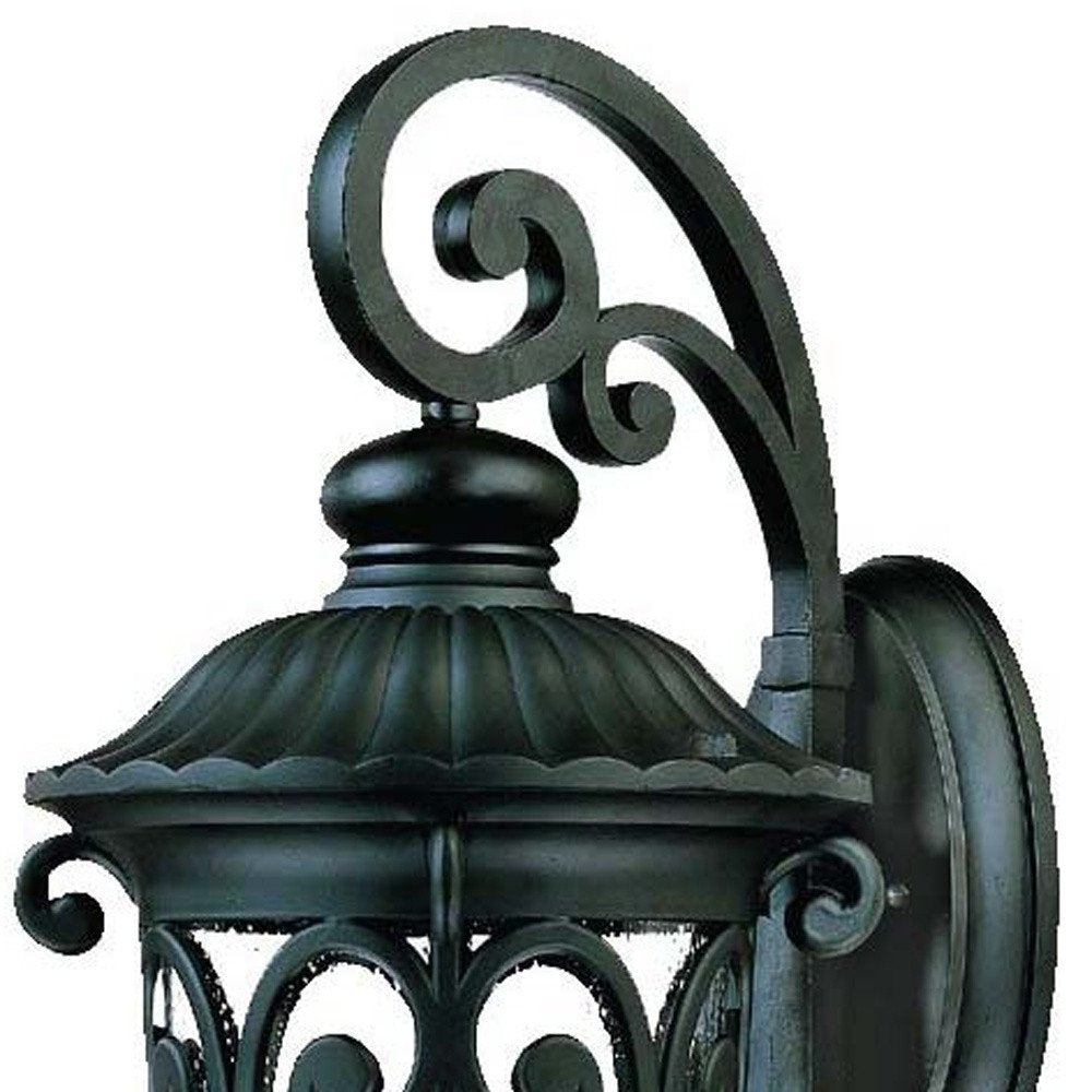 Black And Clear Three Light Seeded Dimmable Outdoor Hanging Lights With Black Shades