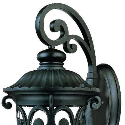 Black And Clear Three Light Seeded Dimmable Outdoor Hanging Lights With Black Shades
