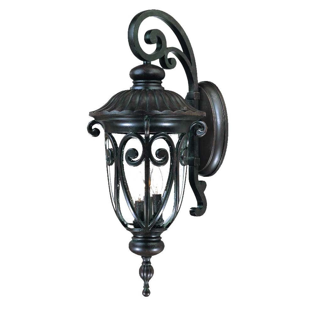 Black And Clear Three Light Seeded Dimmable Outdoor Hanging Lights With Black Shades