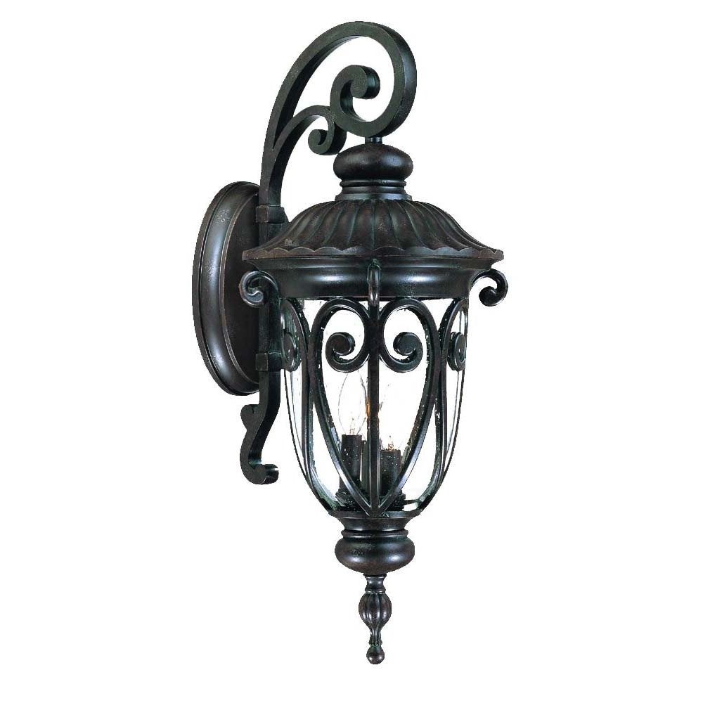 Black And Clear Three Light Seeded Dimmable Outdoor Hanging Lights With Black Shades