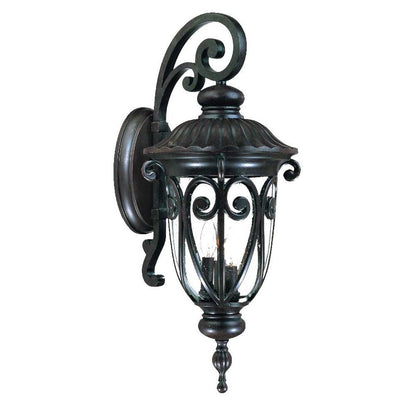 Black And Clear Three Light Seeded Dimmable Outdoor Hanging Lights With Black Shades