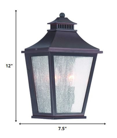Black And Clear Two Light Transparent Dimmable Outdoor Hanging Lights With Antiqued Brass Shades