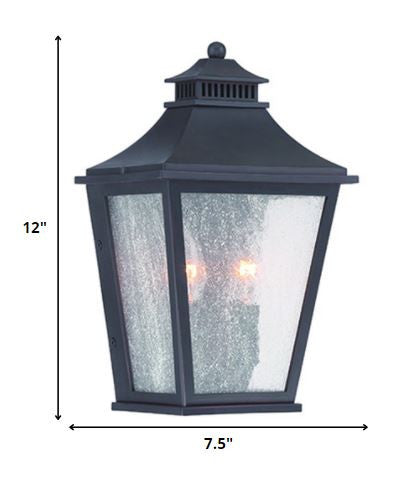 Black And Clear Two Light Transparent Dimmable Outdoor Hanging Lights With Black Shades