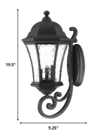20" Black And Clear Metal and Glass Flush Mounted Sconce