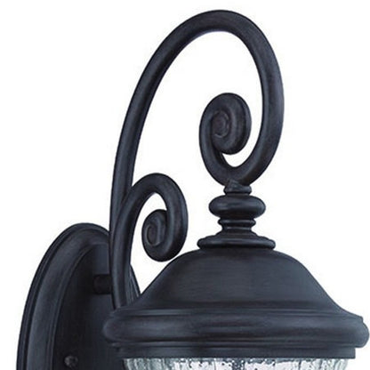 Black And Clear Three Light Seeded Dimmable Outdoor Hanging Lights With Black Shades