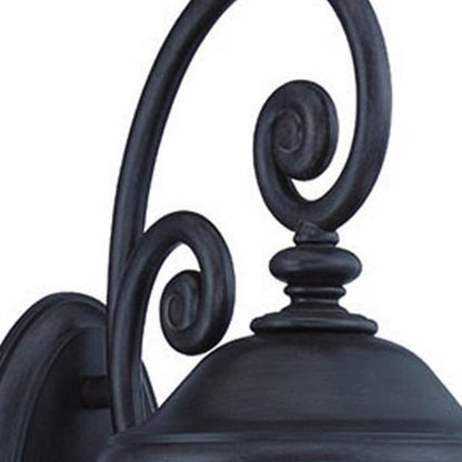 Black And Clear Three Light Seeded Dimmable Outdoor Hanging Lights With Black Shades