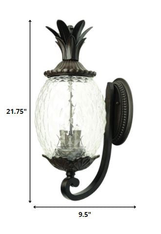 22" Black And Clear Metal and Glass Vanity Flush Mounted Sconce