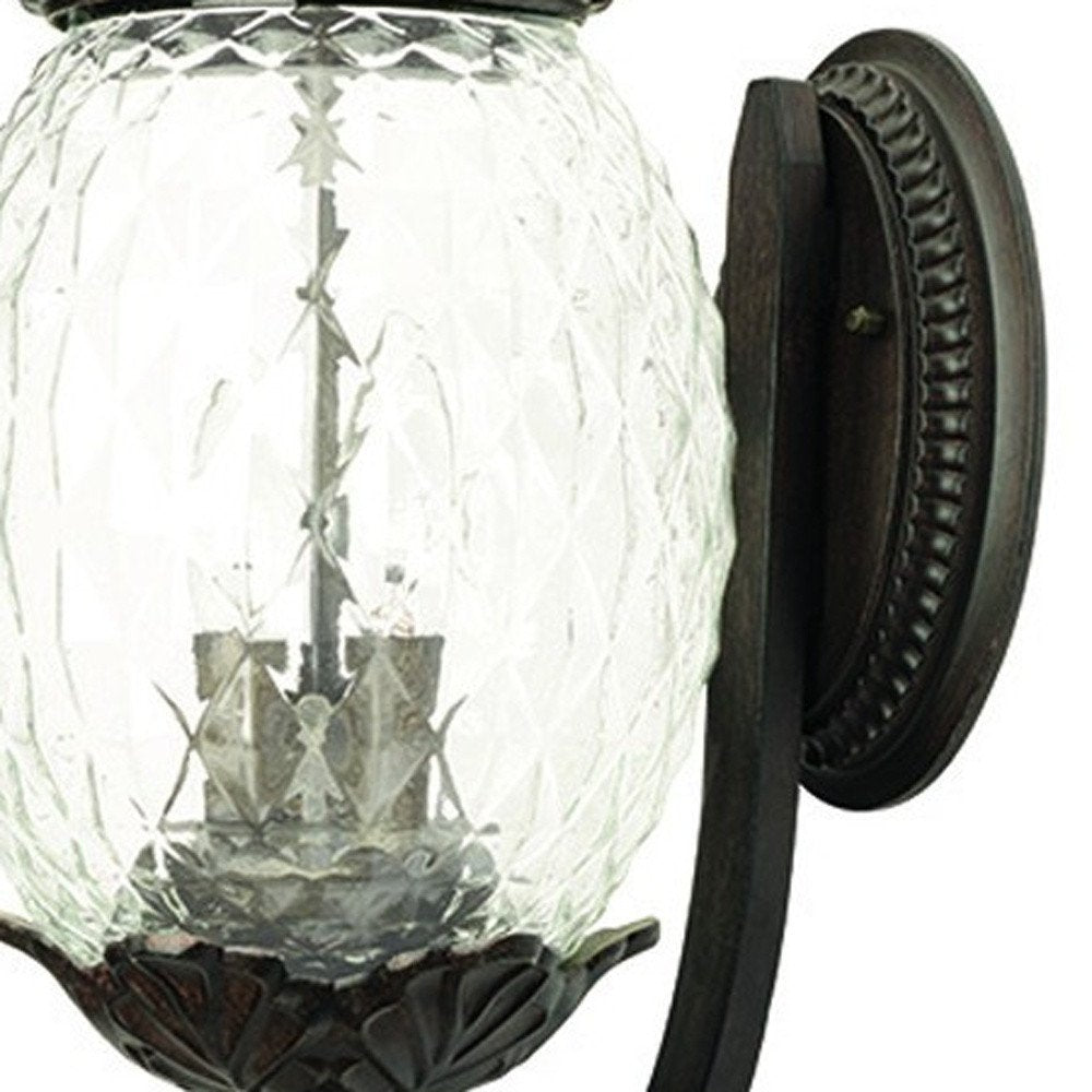 22" Black And Clear Metal and Glass Vanity Flush Mounted Sconce