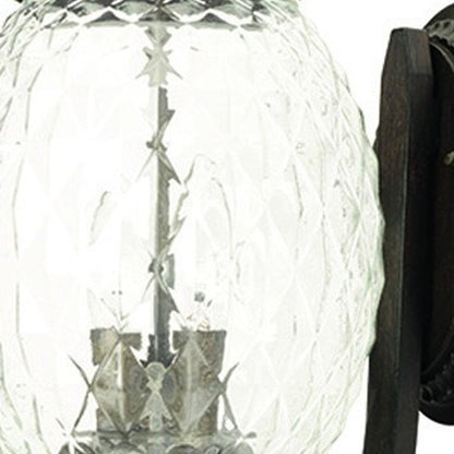 22" Black And Clear Metal and Glass Vanity Flush Mounted Sconce