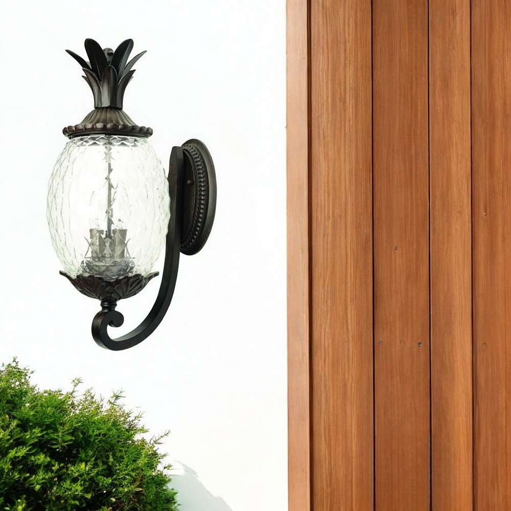 22" Black And Clear Metal and Glass Vanity Flush Mounted Sconce