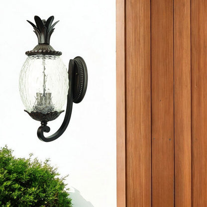 22" Black And Clear Metal and Glass Vanity Flush Mounted Sconce
