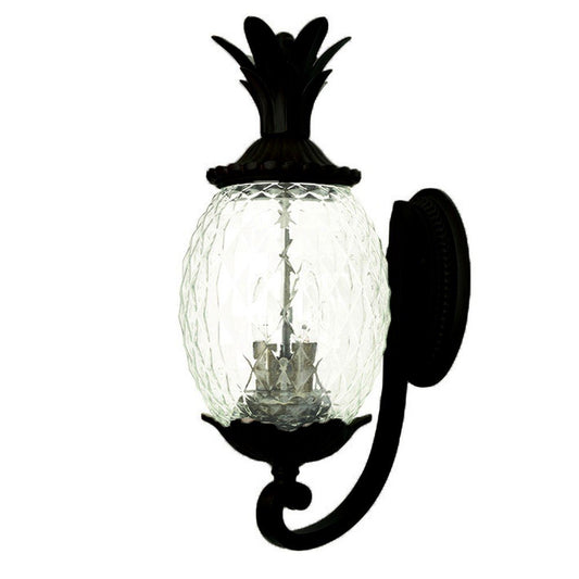 22" Black And Clear Metal and Glass Vanity Flush Mounted Sconce