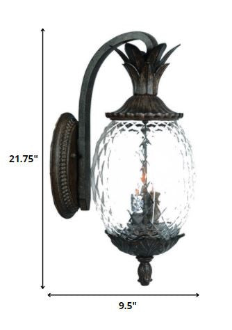 22" Black And Clear Metal and Glass Vanity Flush Mounted Sconce