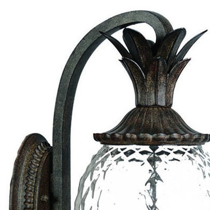 22" Black And Clear Metal and Glass Vanity Flush Mounted Sconce