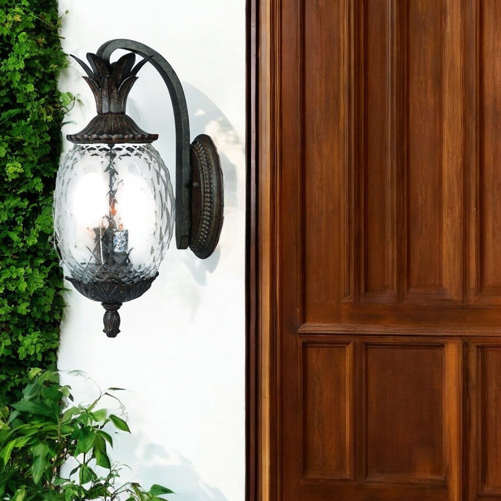 22" Black And Clear Metal and Glass Vanity Flush Mounted Sconce