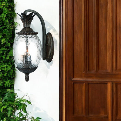 22" Black And Clear Metal and Glass Vanity Flush Mounted Sconce