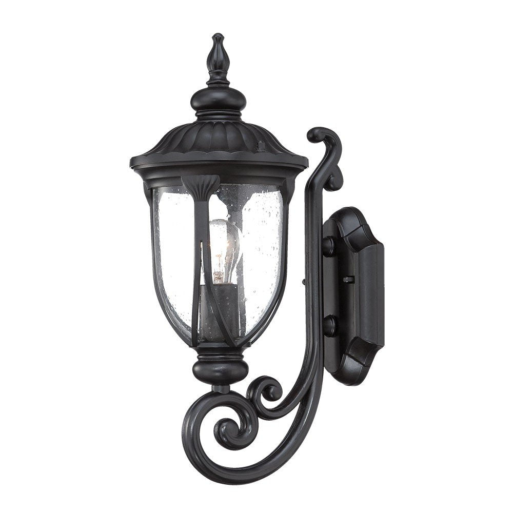 17" Black And Clear Metal and Glass Flush Mounted Sconce