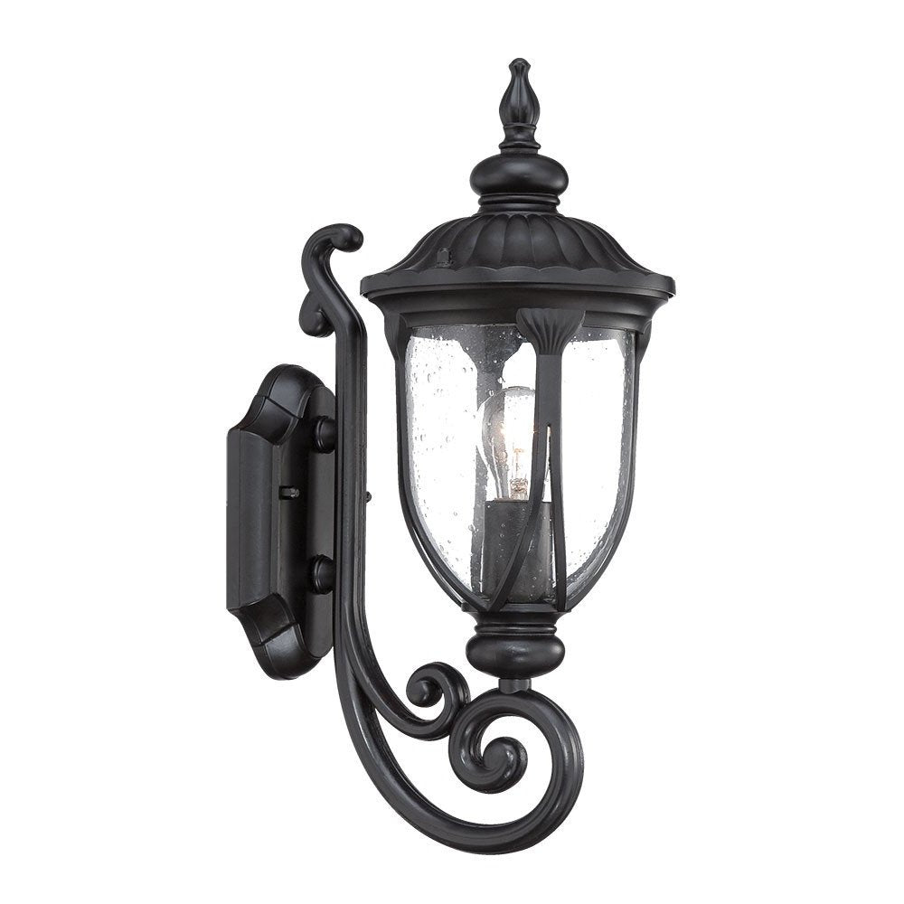 17" Black And Clear Metal and Glass Flush Mounted Sconce