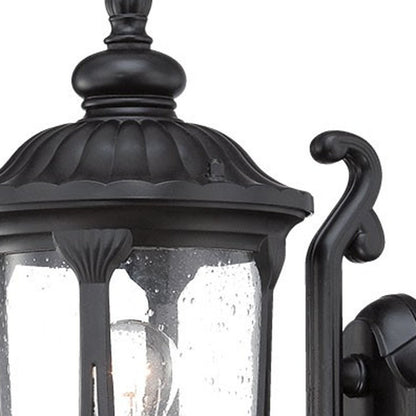 17" Black And Clear Metal and Glass Flush Mounted Sconce