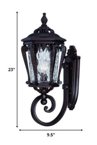 23" Black And Clear Metal and Glass Flush Mounted Sconce