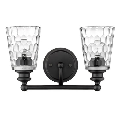 9" Black And Clear Metal and Glass Vanity Flush Mounted Sconce