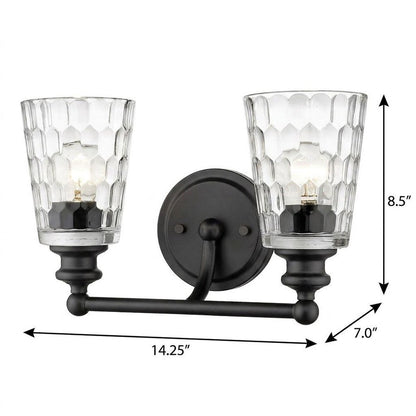 9" Black And Clear Metal and Glass Vanity Flush Mounted Sconce