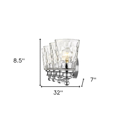9" Silver And Clear Metal and Glass Vanity Flush Mounted Sconce