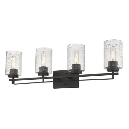 10" Black And Clear Metal and Glass Vanity Flush Mounted Sconce