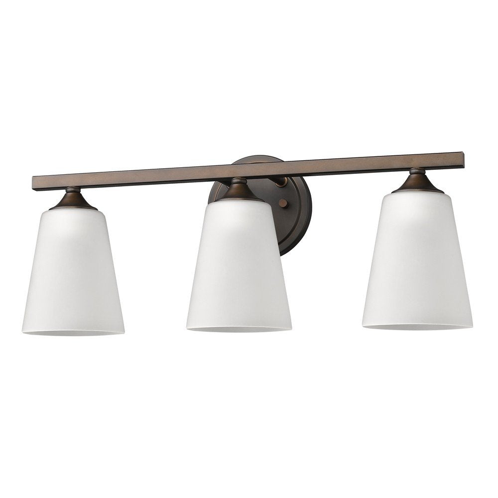 9" Bronze And White Metal and Glass Vanity Flush Mounted Sconce