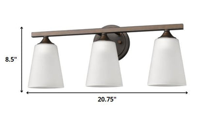 9" Bronze And White Metal and Glass Vanity Flush Mounted Sconce