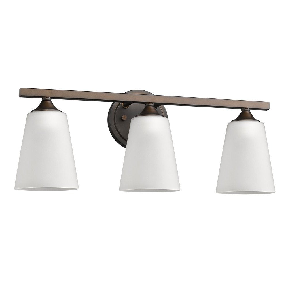 9" Bronze And White Metal and Glass Vanity Flush Mounted Sconce