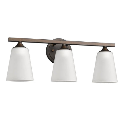 9" Bronze And White Metal and Glass Vanity Flush Mounted Sconce