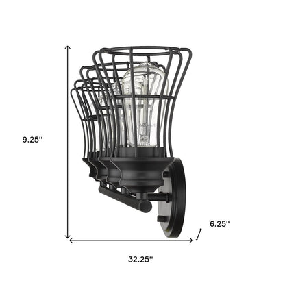 9" Black Metal Vanity Flush Mounted Sconce
