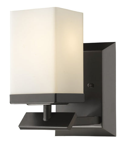 8" Black And White Metal Vanity Flush Mounted Sconce