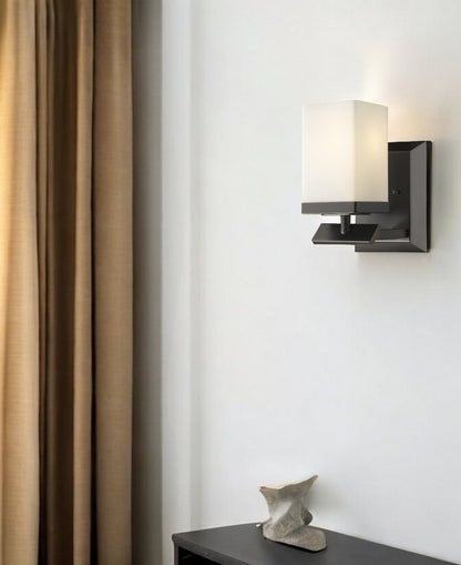 8" Black And White Metal Vanity Flush Mounted Sconce