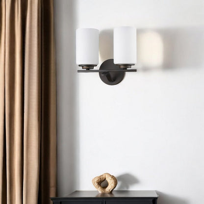 10" Black And White Metal Vanity Flush Mounted Sconce