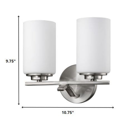 10" Silver And White Metal Vanity Flush Mounted Sconce