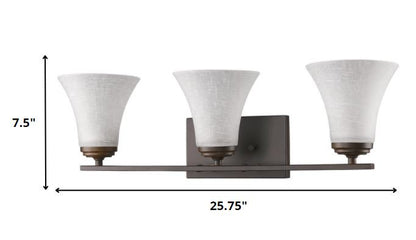 8" Bronze And White Metal and Glass Vanity Flush Mounted Sconce