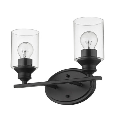 10" Black And Clear Metal and Glass Vanity Flush Mounted Sconce