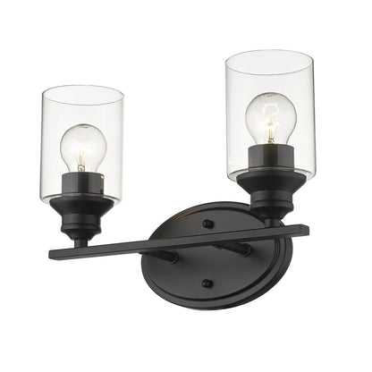 10" Black And Clear Metal and Glass Vanity Flush Mounted Sconce
