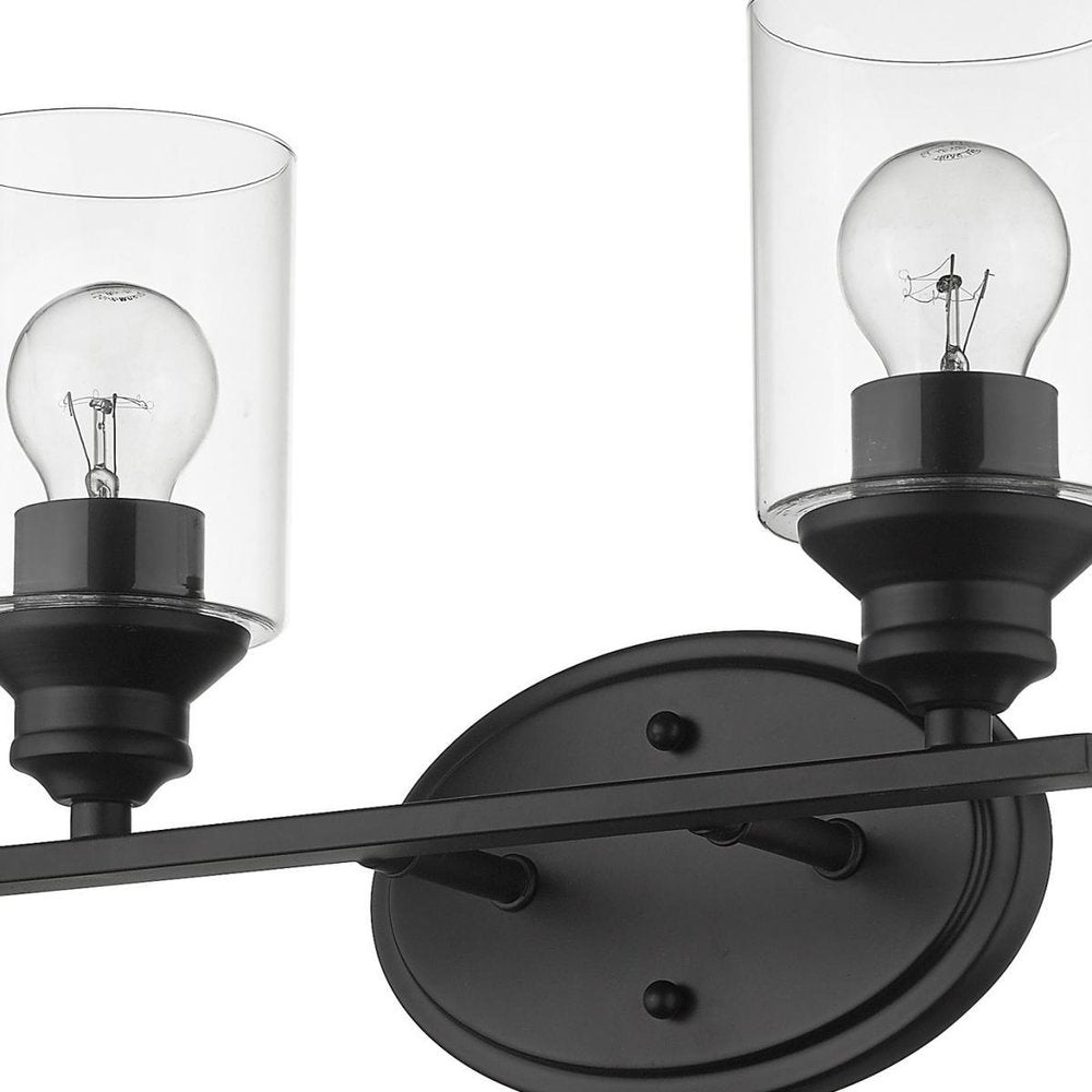 10" Black And Clear Metal and Glass Vanity Flush Mounted Sconce