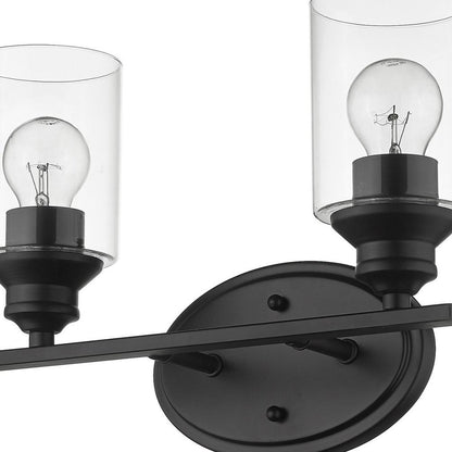 10" Black And Clear Metal and Glass Vanity Flush Mounted Sconce