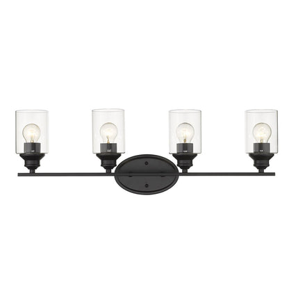 10" Black And Clear Metal Vanity Flush Mounted Sconce